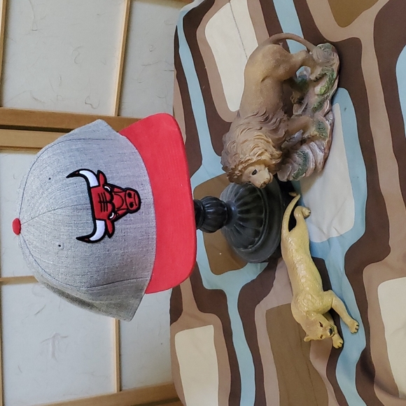 Men Gray/Red/White Chicago Bull Snap Back Hat - Picture 7 of 7